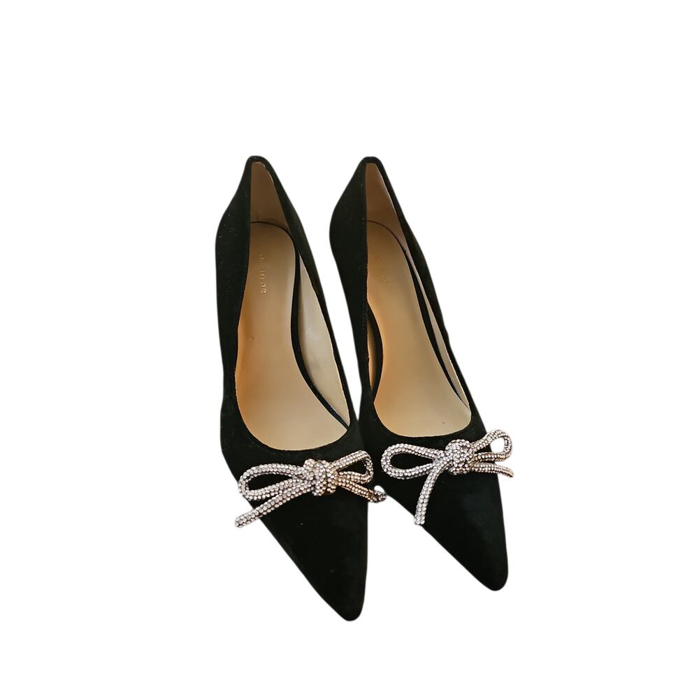 ANN TAYLOR BLACK CRYSTAL BOW VELVET MILA PUMPS HIGH HEELS SHOES 7.5 - Picture 3 of 7